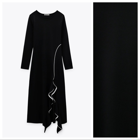 NWT. Zara Midi Dress with Ruffled Detail. Size S. - Picture 1 of 8